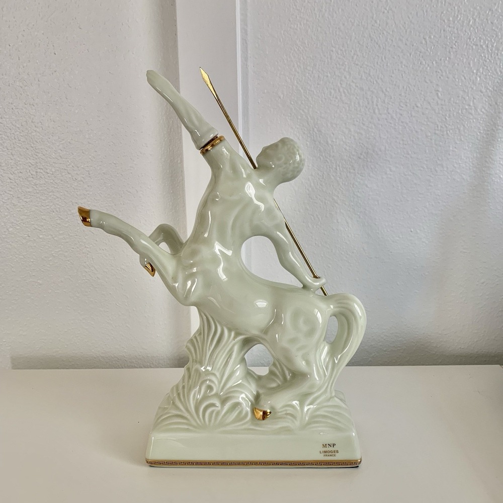 Vintage REMY MARTIN Centaur Limoges Cognac Empty Bottle Ceramic Gold Ivory - Picture 3 of 16